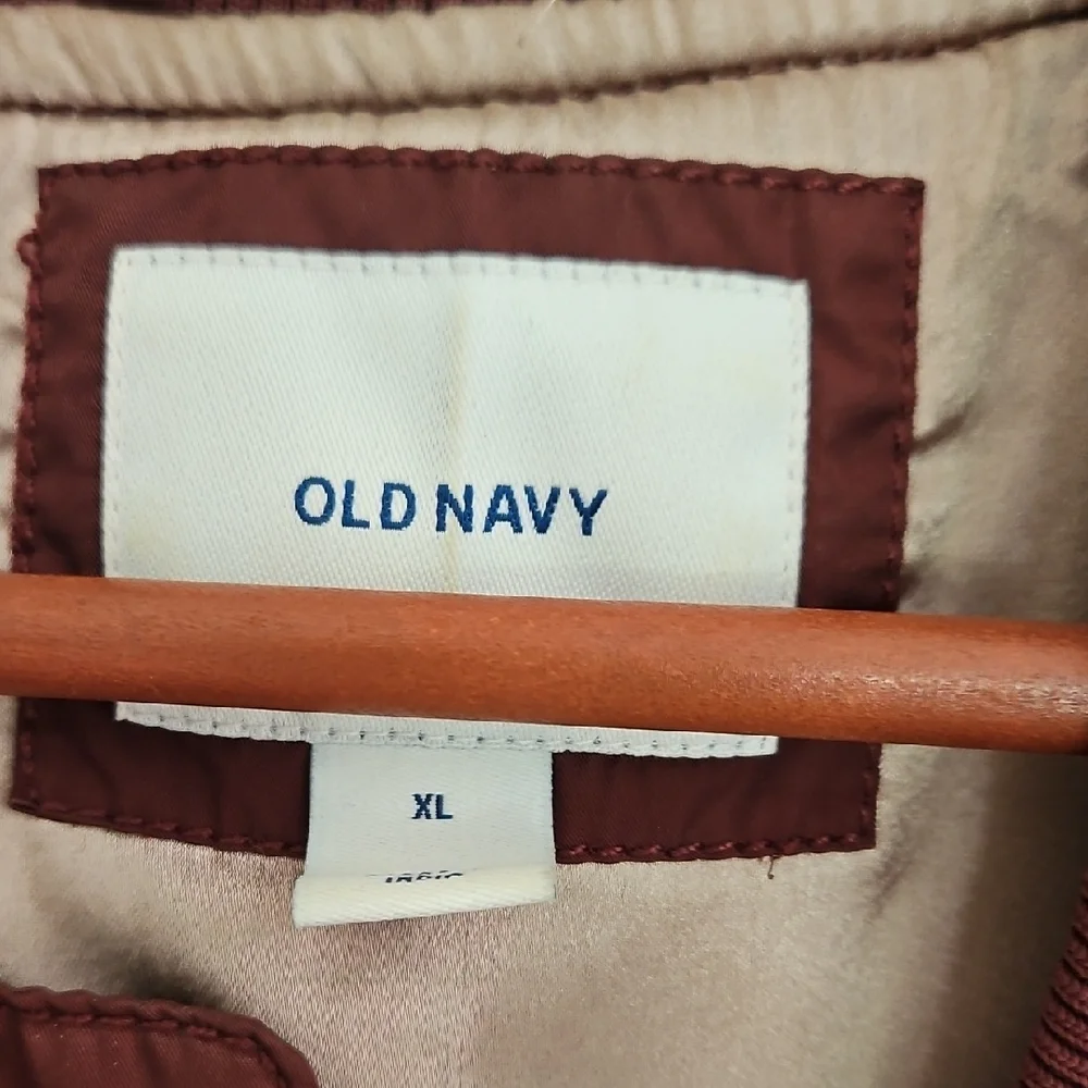Old Navy Red Bomber Jacket with Ribbed Details - Picture 2 of 7
